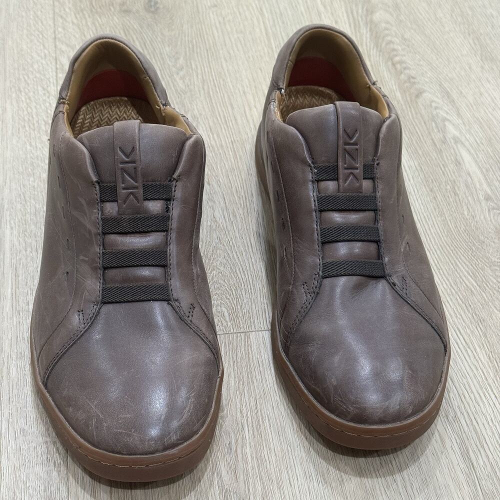 Kizik Fast Mens Size 9 M Hands Free Brown Leather Slip On Shoes New York